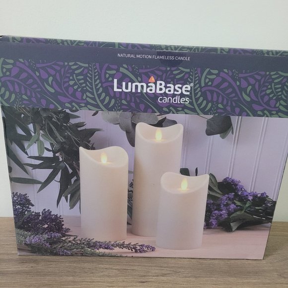 LUMABASE Battery Operated LED Resin Candles with Moving Flame (set of 3) - Picture 2 of 8